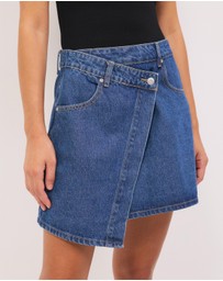 Calli - Wrap Denim Mini Skirt