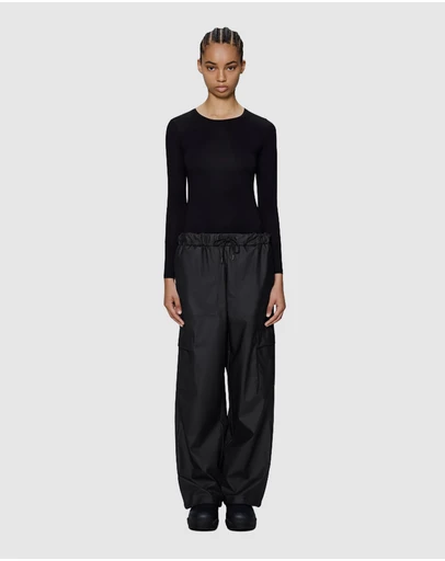 RAINS - Women's Cargo Rain Pants Wide Black