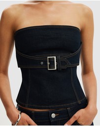 Cotton On - Belted Bust Denim Top