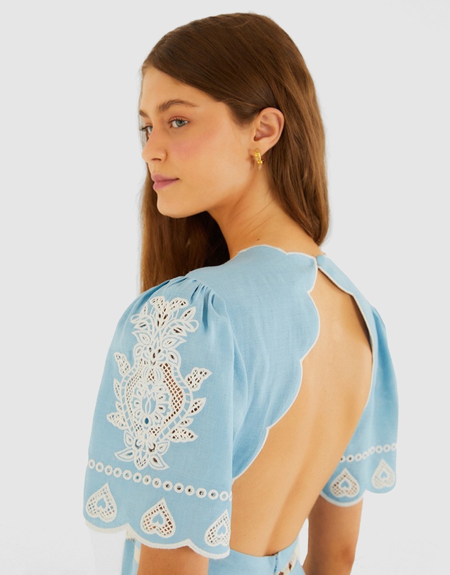 Farm Rio - Embroidery Short Sleeve Midi Dress