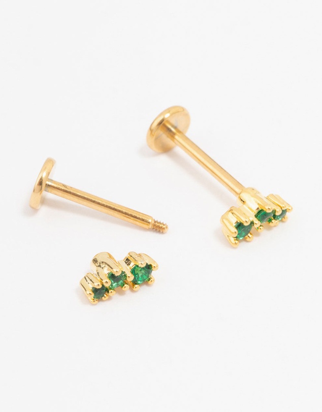 Lovisa - Green Gold Plated Surgical Steel Mini Crawler Flat Backs 2-Pack
