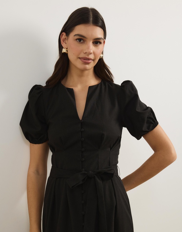Atmos&Here - Audrey Fitted Button Front Midi Dress