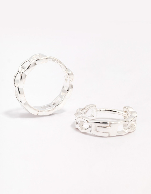Lovisa - Sterling Silver Textured Huggie Hoop Earrings