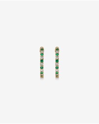 Michael Hill - 0.22 Carat TW Diamond and Created Emerald Huggie Hoop Earrings in 10kt Yellow Gold