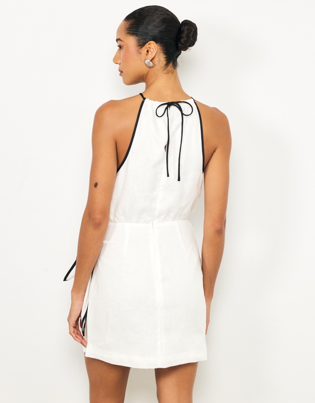 AERE - Lumi Contrast Bind Linen Mini Dress
