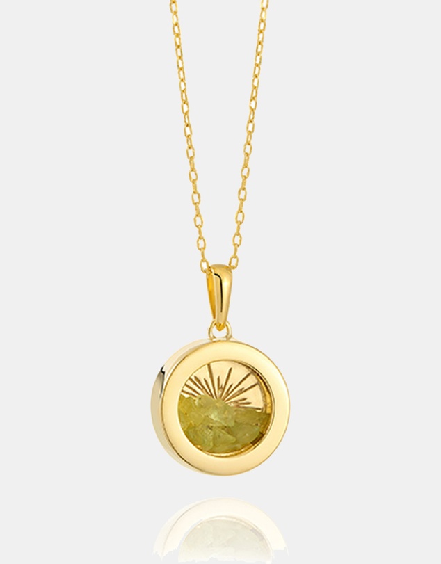 Rachel Jackson - Small Deco Sun Amulet August Birthstone Peridot Necklace (Balance & Clarity)