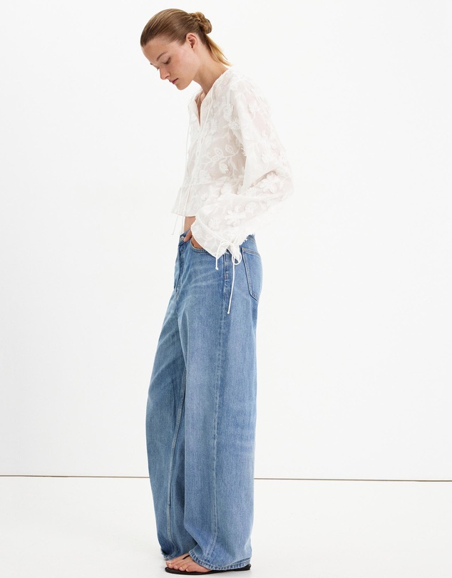 M.N.G - Cotton Blouse with Floral Embroideries