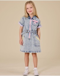 Goldie + Ace - Pastel Pop Piper Denim Belted Dress - Babies-Kids