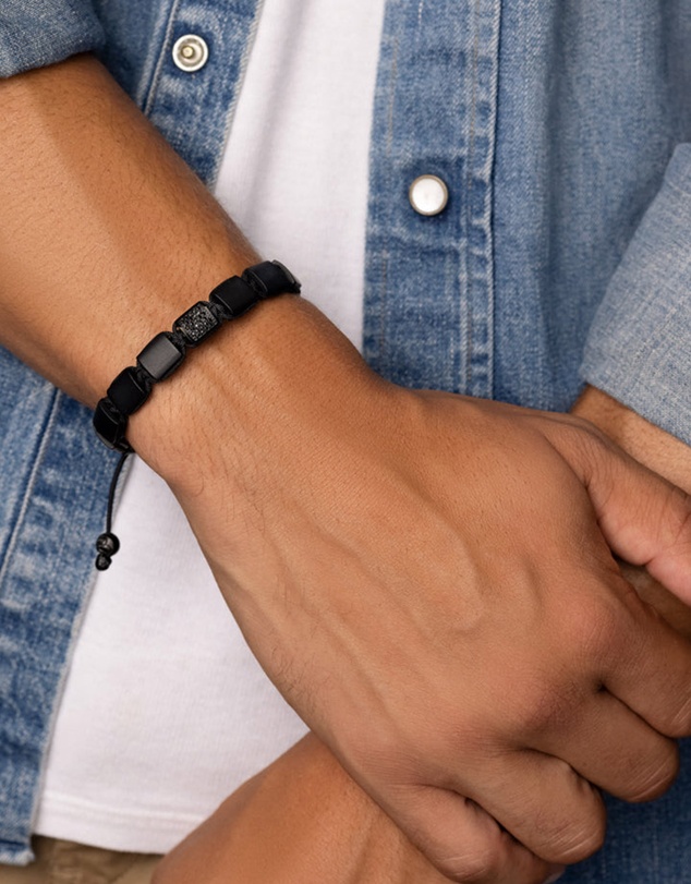 Nialaya Jewellery - The CZ Flatbead Collection - Matte Onyx