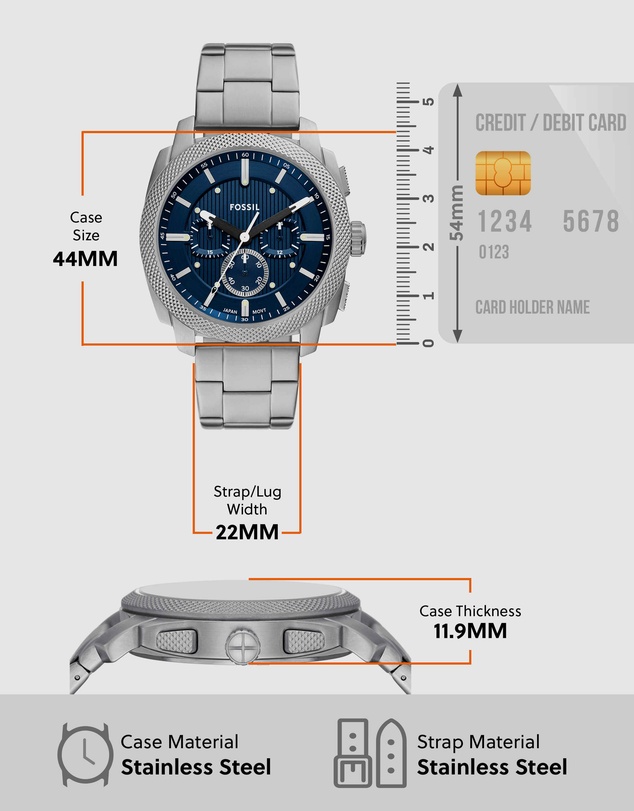 Fossil - Machine Silver Tone Chronograph Watch