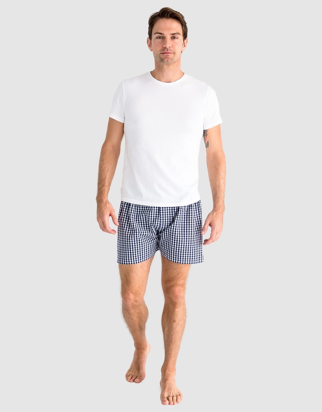 Sant And Abel - Men's Hepburn Gingham Navy Boxer Shorts