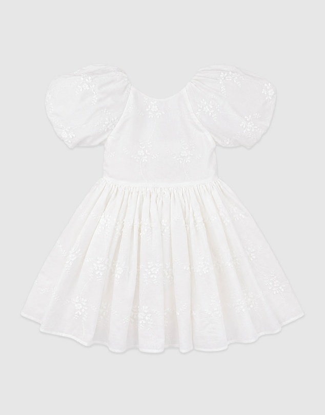 Bebe by Minihaha - Puff Sleeve 3D Floral Emb Dress 3-10Y