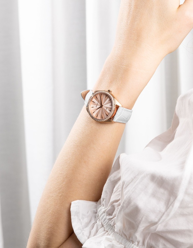 Maxum - Sydney - Rose Gold Tone Dial, Rose Gold Tone Case & White Leather Band