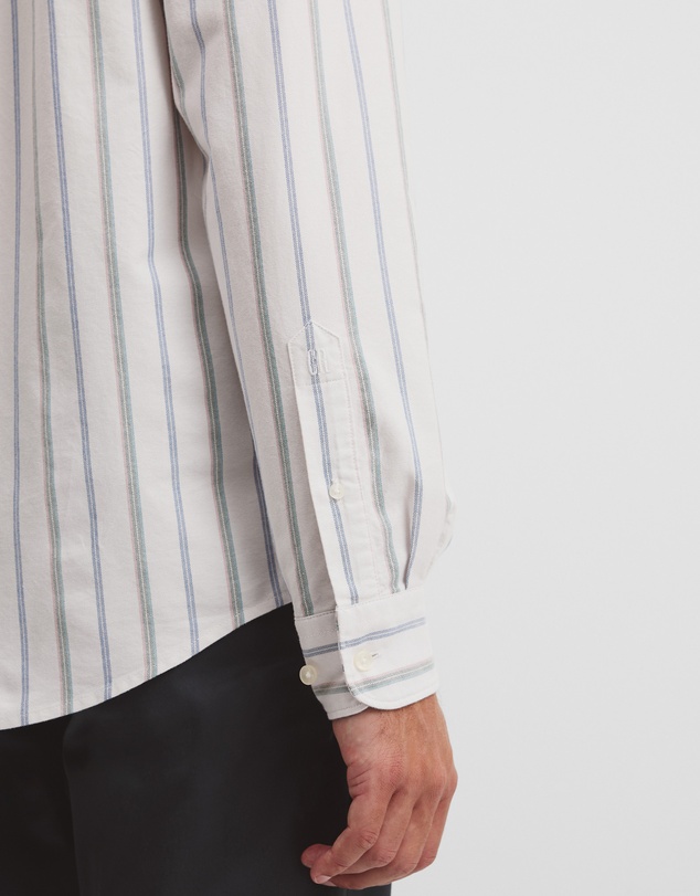 Country Road - Long Sleeve Regular Fit Australian Good Earth Cotton Stripe Oxford Shirt