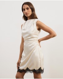 Atmos&Here - Sara Satin Mini Dress With Lace Trim