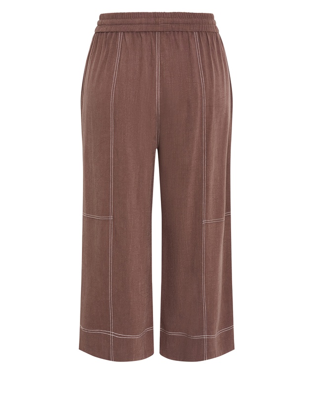 City Chic - Plus size Tia Stitch Detail Crop Pant - chocolate
