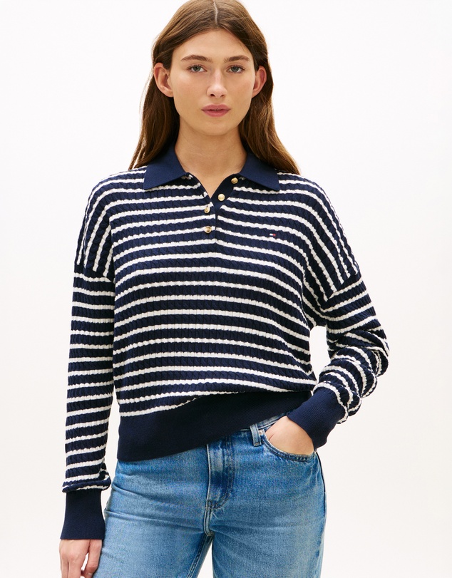 Tommy Hilfiger - Cable Knit Relaxed Polo Jumper