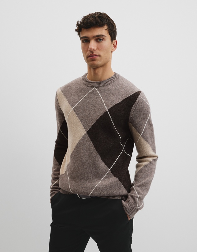 Country Road - Merino Wool Argyle Crew Neck Knit