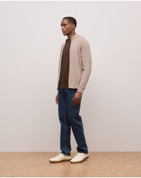 Trenery - Cashmere Zip Through Knit in Natural