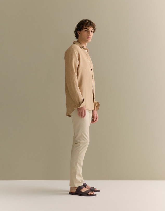 Trenery - Slim Fit Cotton Dobby Twill Chino in Fawn