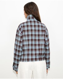 Dazie - Isla Funnel Neck Check Bomber Jacket