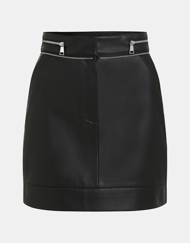 Karl Lagerfeld - Faux-Leather Zip Detail Skirt