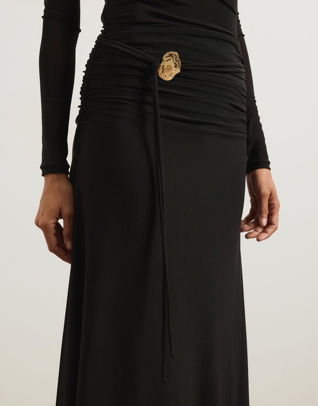 Atmos&Here - Valentia Belted Mesh Maxi Skirt