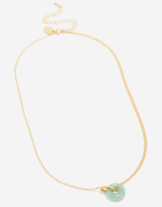 Lovisa - Waterproof Gold Plated Stainless Steel Green Acrylic Doughnut Necklace