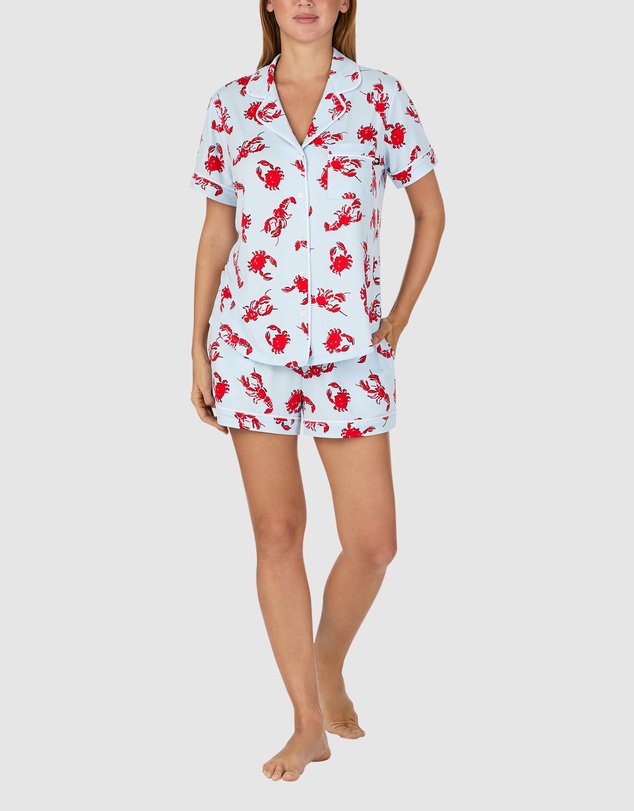 Kate Spade - Printed Jersey Button Up Short Sleeve Short Pyjama Set