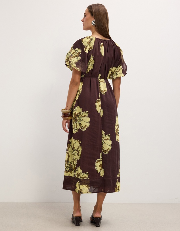 The Fated - Noa Puff Sleeve Midi Dress