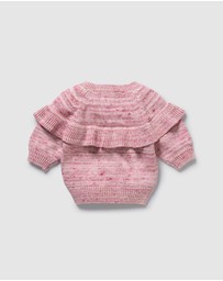 Wilson & Frenchy - Rhubarb And Cream Knitted Ruffle Jumper - Babies