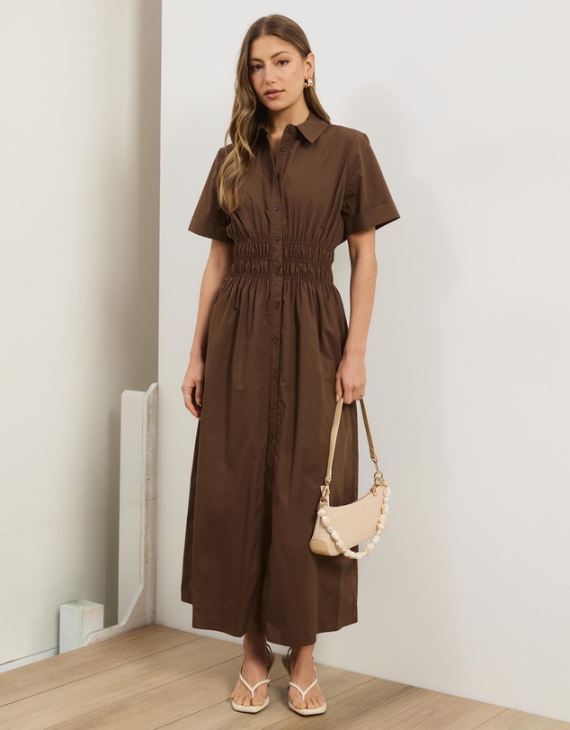 Atmos&Here - April Cotton Poplin Midi Shirt Dress