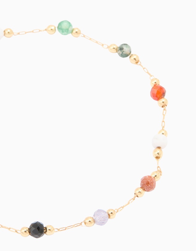 Lovisa - Gold Plated Multicoloured Semi Precious Stone Beaded Bracelet
