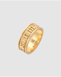 Kuzzoi - ICONIC EXCLUSIVE - Ring Men Band Roman Numerals in 925 Sterling Silver Gold Plated