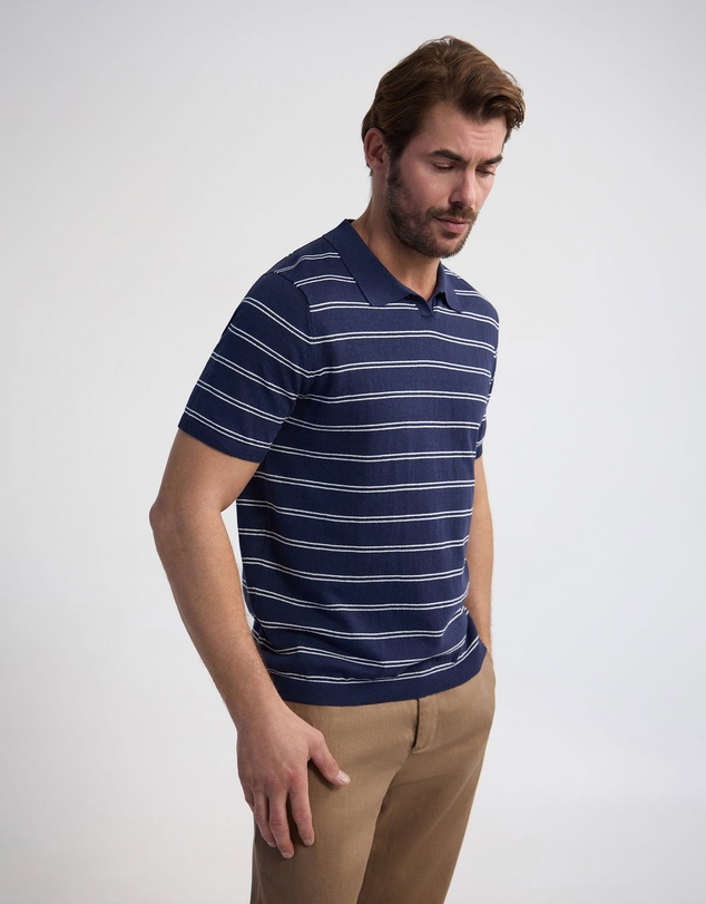 Oxford - Basey Linen Blend Striped Polo