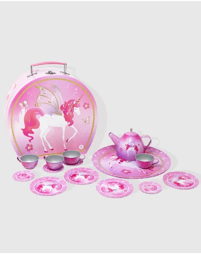 Pink Poppy - Unicorn Princess 15 Piece Tin Tea Set In Carry Case