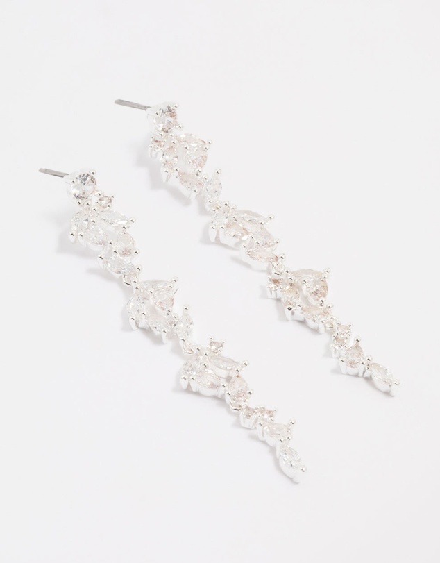 Lovisa - Silver Plated Cubic Zirconia Marquise Drop Earrings