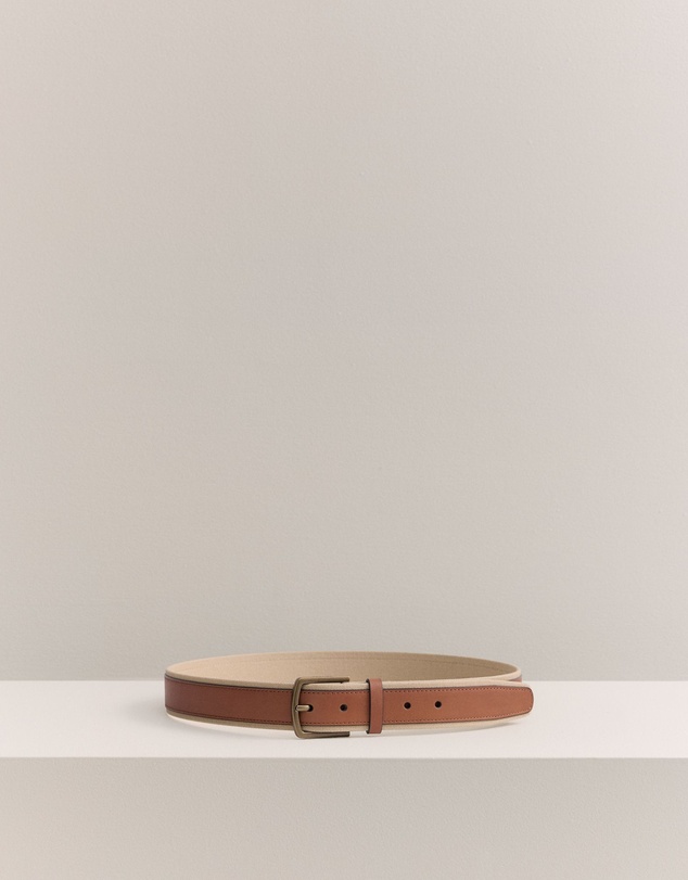 Trenery - Roan Leather Canvas Belt in Dark Camel