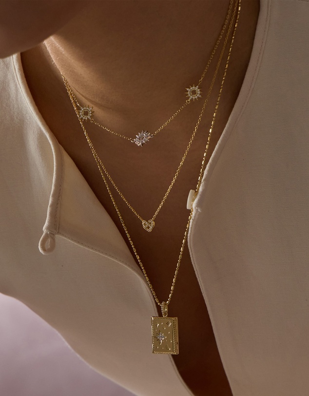 Wanderlust + Co - Fly Me To The Moon Gold Locket Necklace