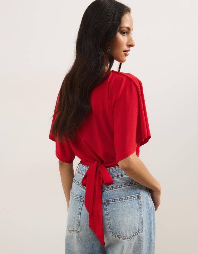Atmos&Here - Amara Jersey Tie Back Short Sleeve Top