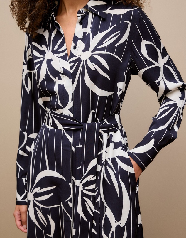 Trenery - Floral Stripe Twill Shirt Dress in Night Sky
