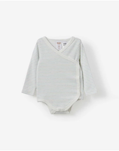 Cotton On Kids - Organic Cross Over Long Sleeve Bubbysuit