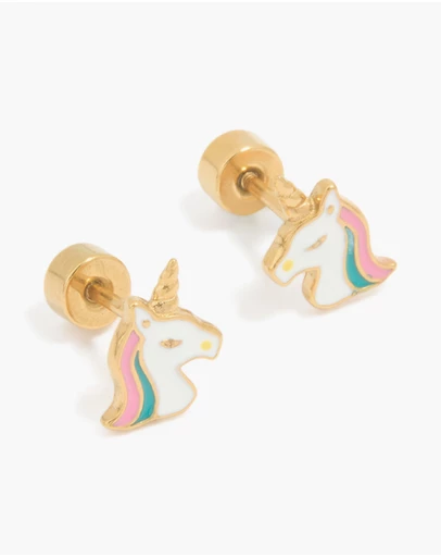 Lovisa - Kids Gold Plated Surgical Steel Unicorn Flat Back Earrings