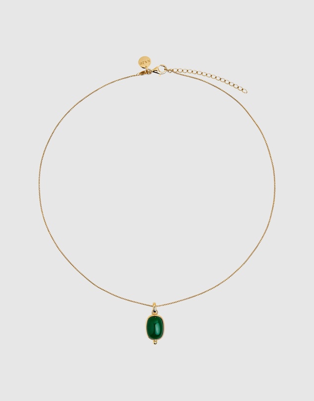 Najo - Fleur Yellow Gold Green Onyx Necklace (45cm+ext)