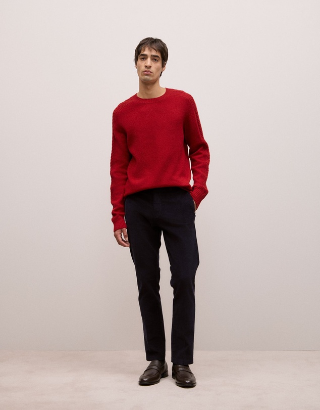 Trenery - Merino Cable Detail Crew in Spice Red