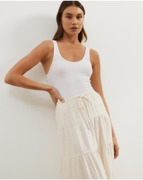 Atmos&Here - Elenora Linen Blend Tier Maxi Skirt