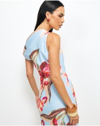 AERE - Liore Linen Draped Off Shoulder Maxi Dress