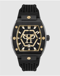 Philipp Plein - Hexagon Phantom 44mm Black Dial and Strap with Gold-tone PP logo