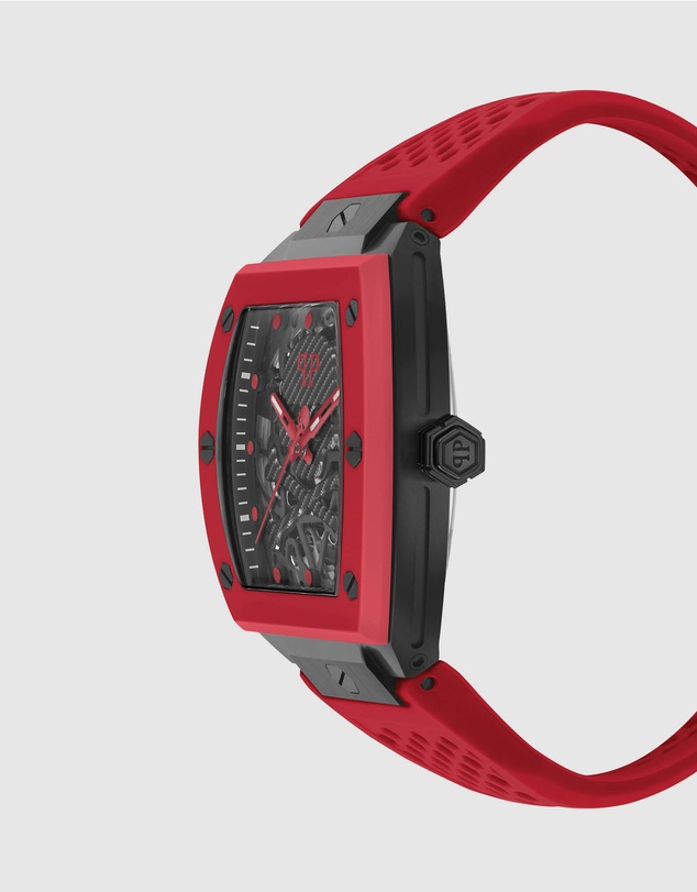 Philipp Plein - Skeleton 44mm Red Tone Red Silicone Strap