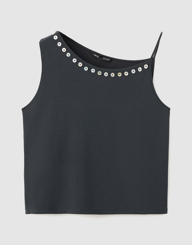 M.N.G - Asymmetric Top with Embroidered Buttons